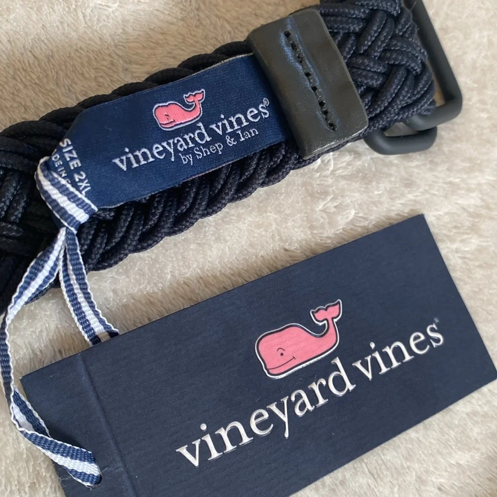 NWT Vineyard Vines navy nylon braided d-ring belt Sz XXL